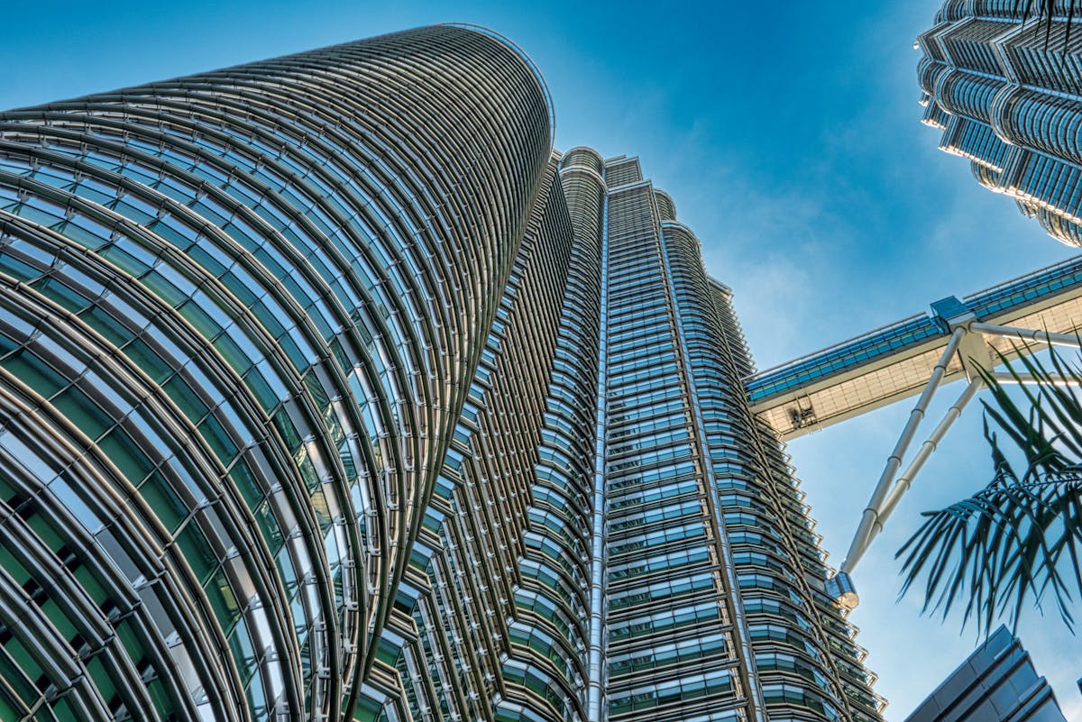 Petronas Towers from below at night